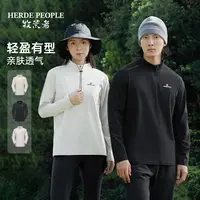 牧荒者2025秋季情侣款户外休闲长袖半拉链上衣T恤AK1014-主