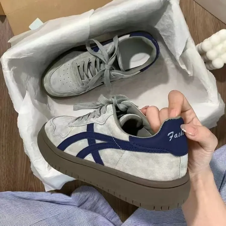 厚底德训鞋女春秋季新款百搭运动休闲阿甘鞋复古透气学生板鞋