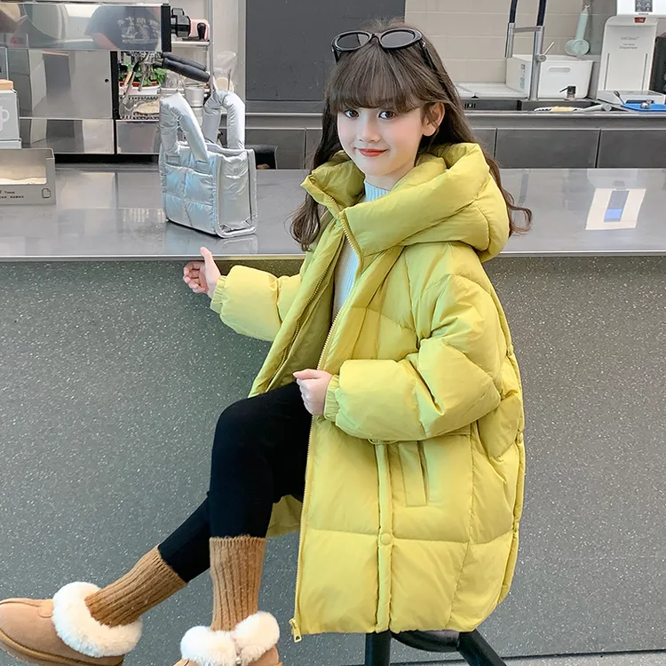女童棉服2025新款中大童女孩上衣秋冬季洋气加厚长款羽绒棉衣冬装