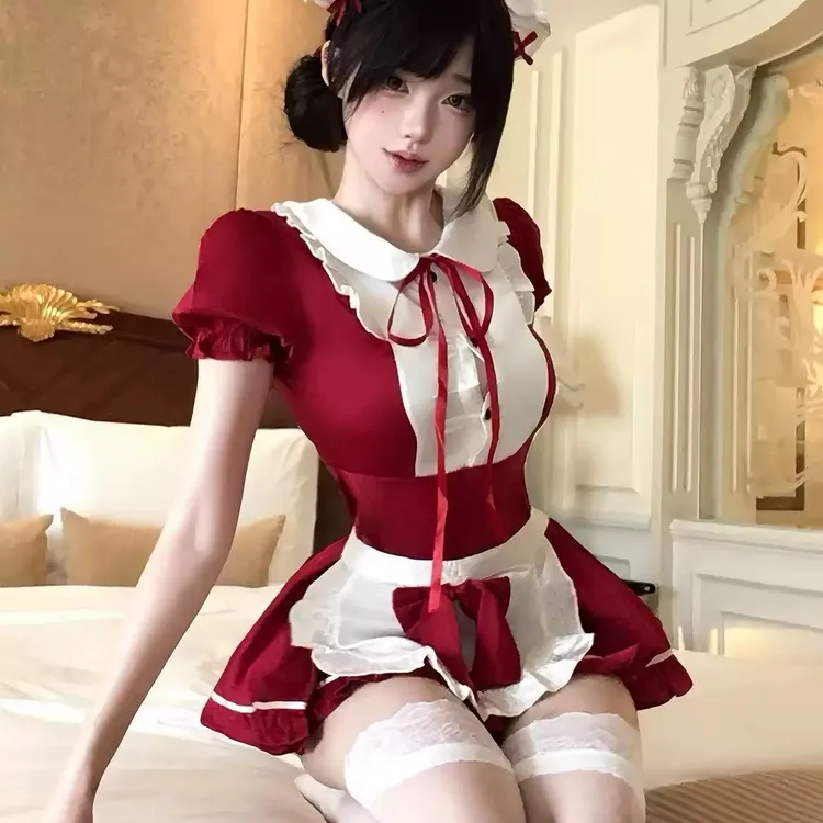 TDD*甜美*可爱*80-200斤辣妹纯欲风连衣裙女佣围裙洛丽塔