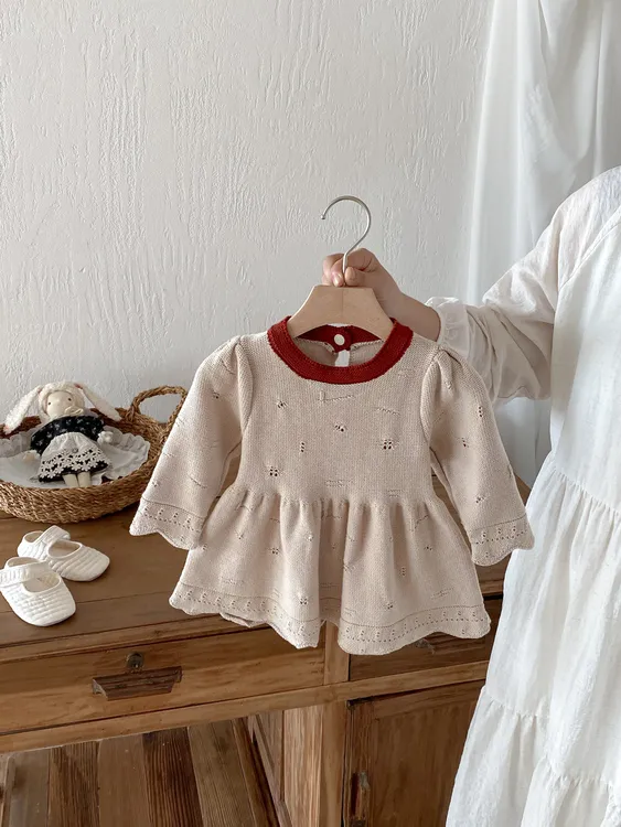 秋款韩版纯色森系印花针织衫毛衣儿童甜美宝宝童装上衣女童洋气