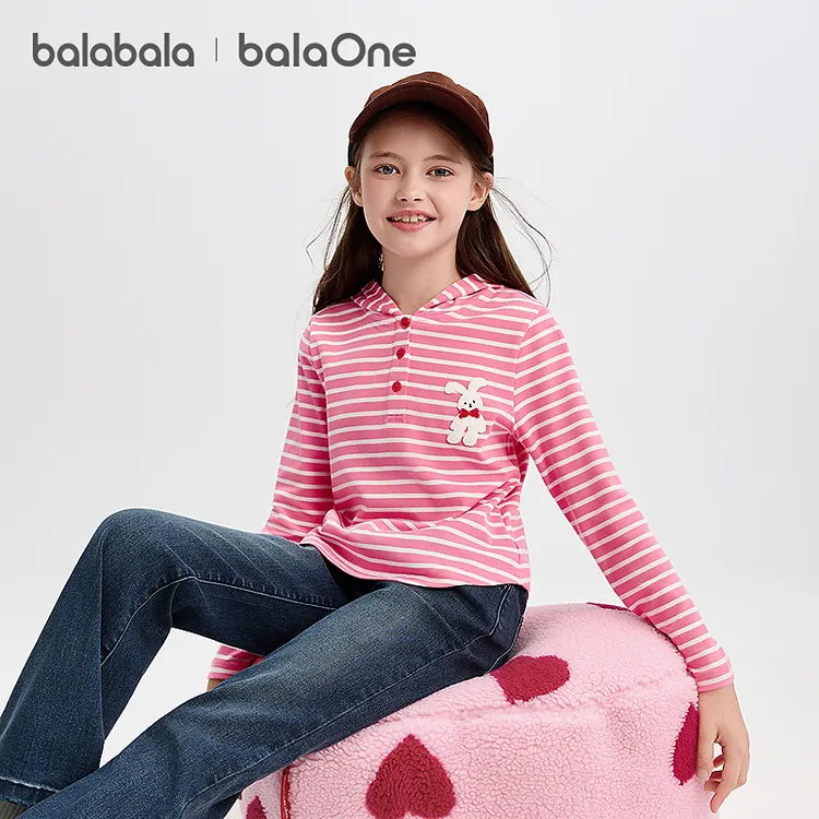 【balaOne】巴拉巴拉童装女童长袖t恤儿童新款春秋条纹衫上衣