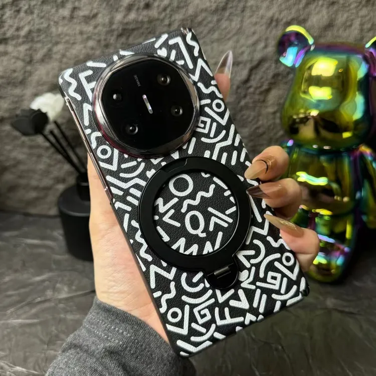 适用于华为MateX6/MateX5手机壳涂鸦支点支架中轴保护壳