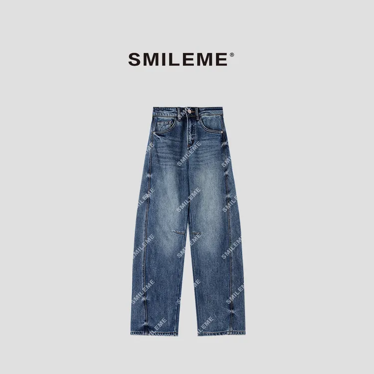 3-SMILEME【停云落月】秋冬时尚百搭加绒加厚直筒牛仔裤MC09625412