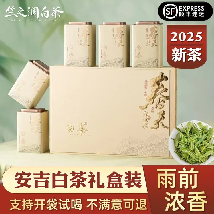 竺之润品牌2025新茶正宗安吉白茶礼盒装250g雨前浓清香原产地茶场