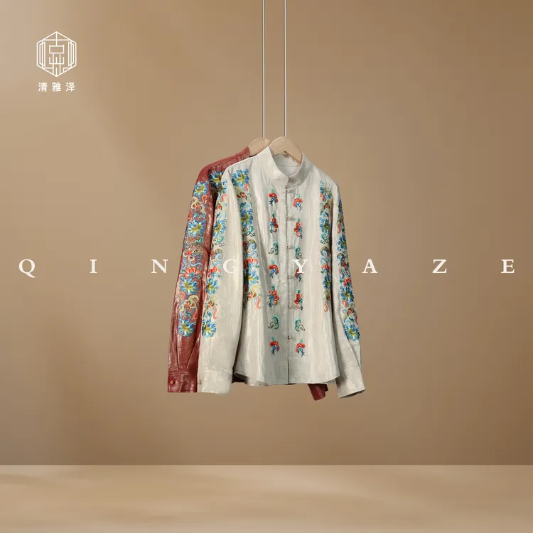 田园诗人！天丝亚麻重工刺绣新中式衬衣！GZ5435