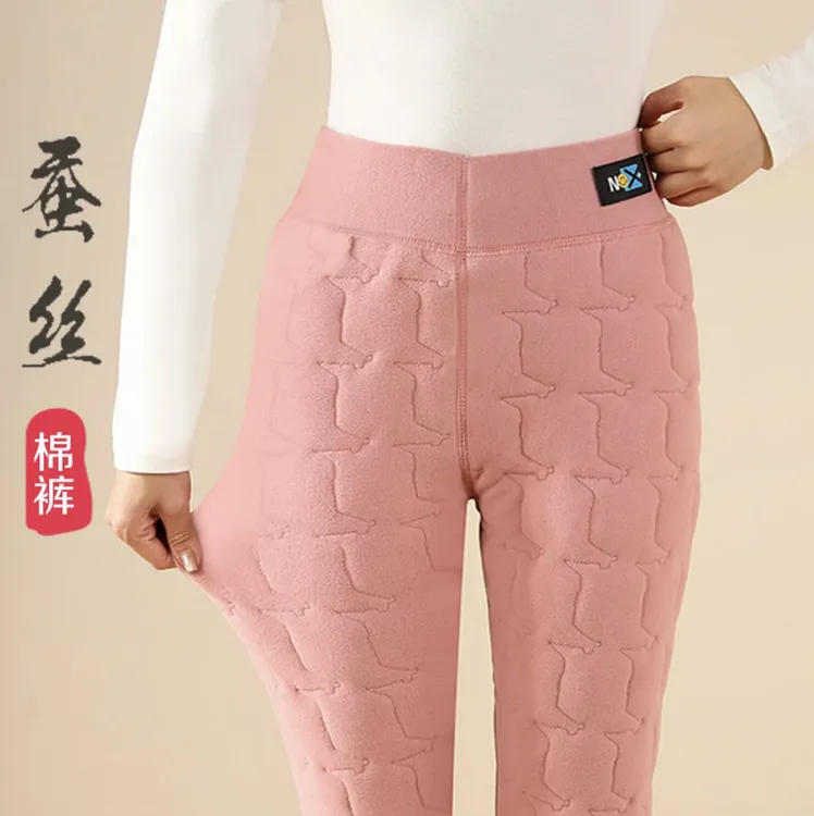 2025年秋冬雪地保暖加厚棉裤女高腰显瘦长款加绒保暖裤防寒打底裤