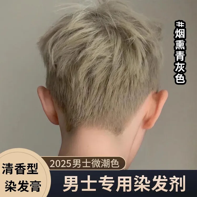 烟熏青灰色染发剂男生士专用自己在家染头膏泡泡植物纯2025流行色