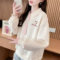  POLO卫衣女2025新款春秋薄款小个子韩版宽松洋气提花设计上衣ins