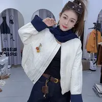炫彩阁1856【拼色围巾款休闲夹棉圆领外套】