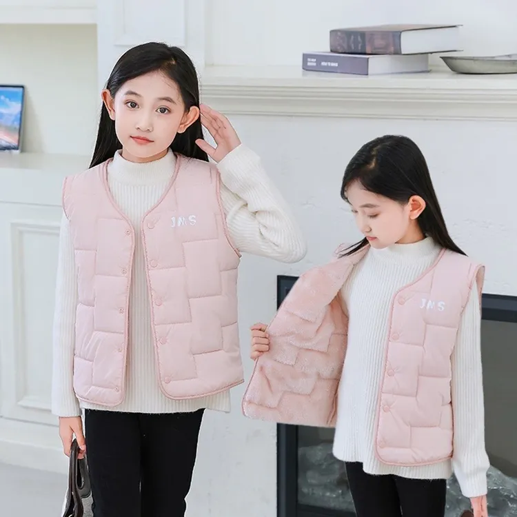 儿童棉马甲加绒加厚保暖秋冬女童中大童休闲内搭女学生校服神器