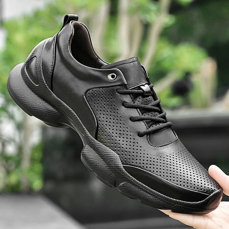 夏季男鞋新款真皮透气镂空户外运动休闲鞋防滑徒步登山手工皮鞋男