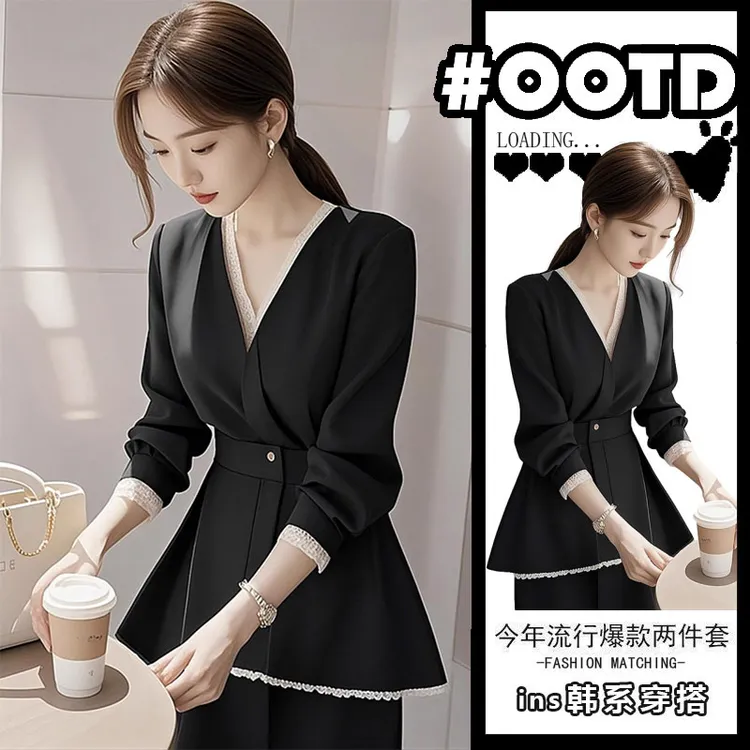 法式赫本风蕾丝边衬衫女2024春装超好看独特漂亮上衣半裙两件套装