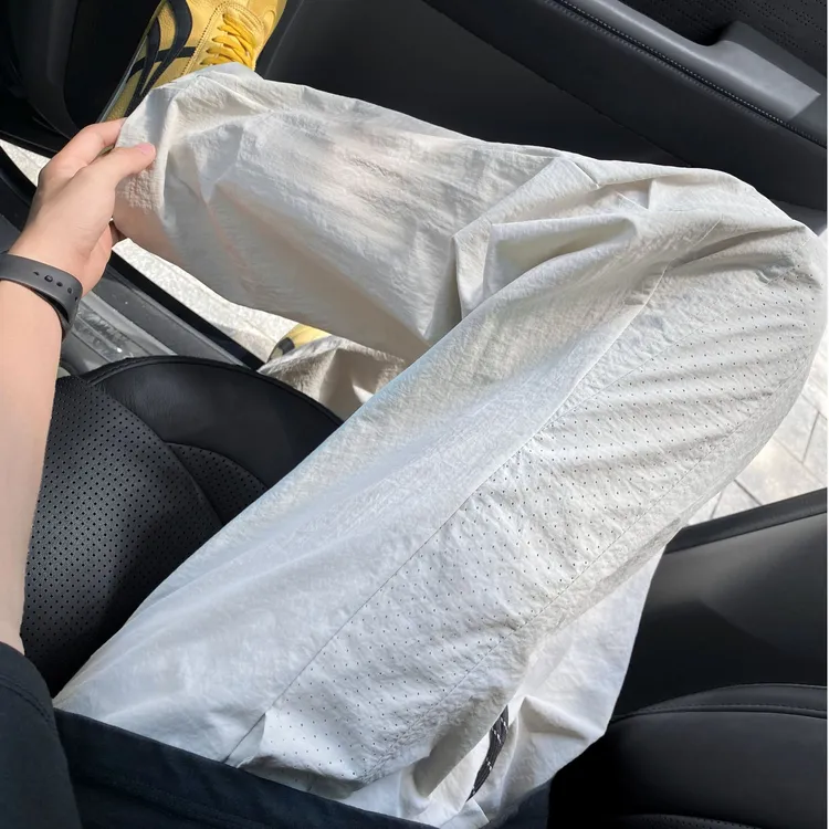 夏季打孔透气速干裤男女同款拼接薄款凉感冰丝裤直筒宽松休闲长裤