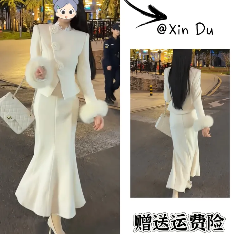 2025秋冬季新款时尚显瘦气质女士网红洋气两件套百搭款D25206