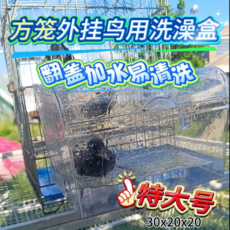 八哥专用豪华特大号外挂笼门洗澡盒盆亚克力高透明八哥洗澡盒