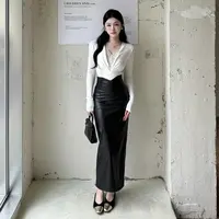 小可WIWI御姐风纯欲性感蕾丝长袖上衣2025秋季新款收腰半身裙套装