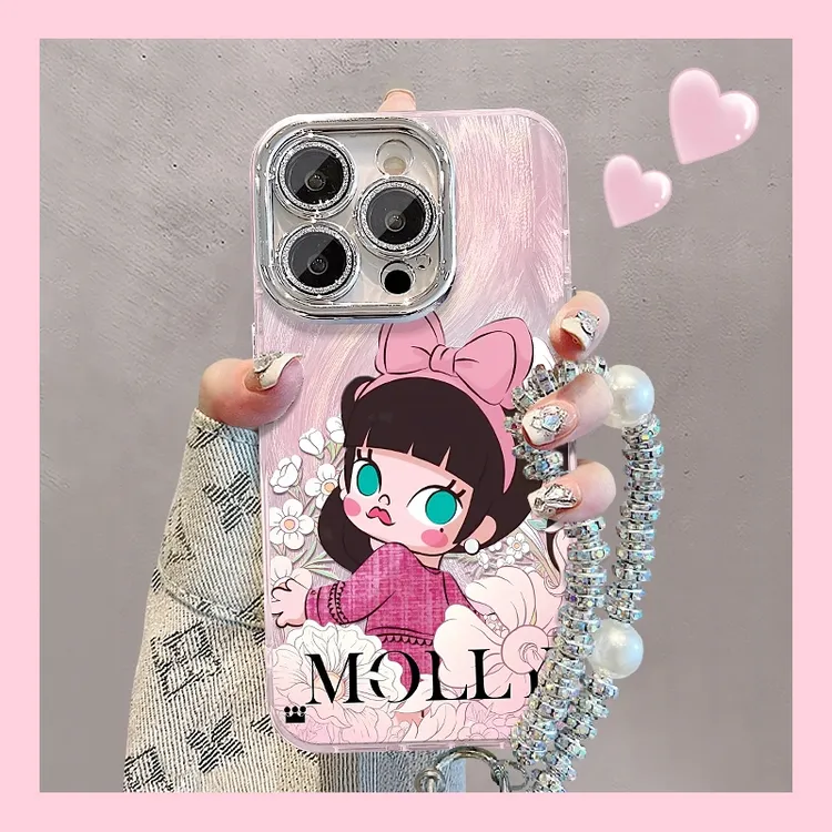 泡泡玛特女孩适用苹果15vivo华为oppo小米iPhone16精孔羽纱手机壳