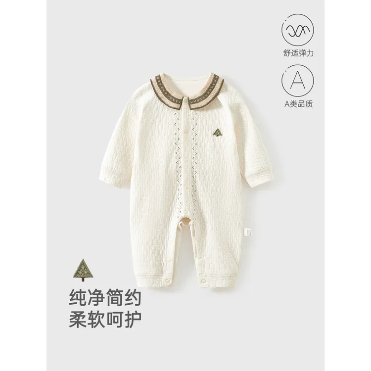 新生婴儿衣服春秋长袖连体衣a类宝宝无骨新款哈衣爬服秋装外出服