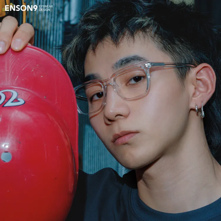 enson9极简高级半透明板材方框眼镜潮男 复古个性可配近视平光镜