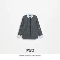 【黑白琴键】衬衫撞色拼接黑白条纹棉上衣YK-259156-QC