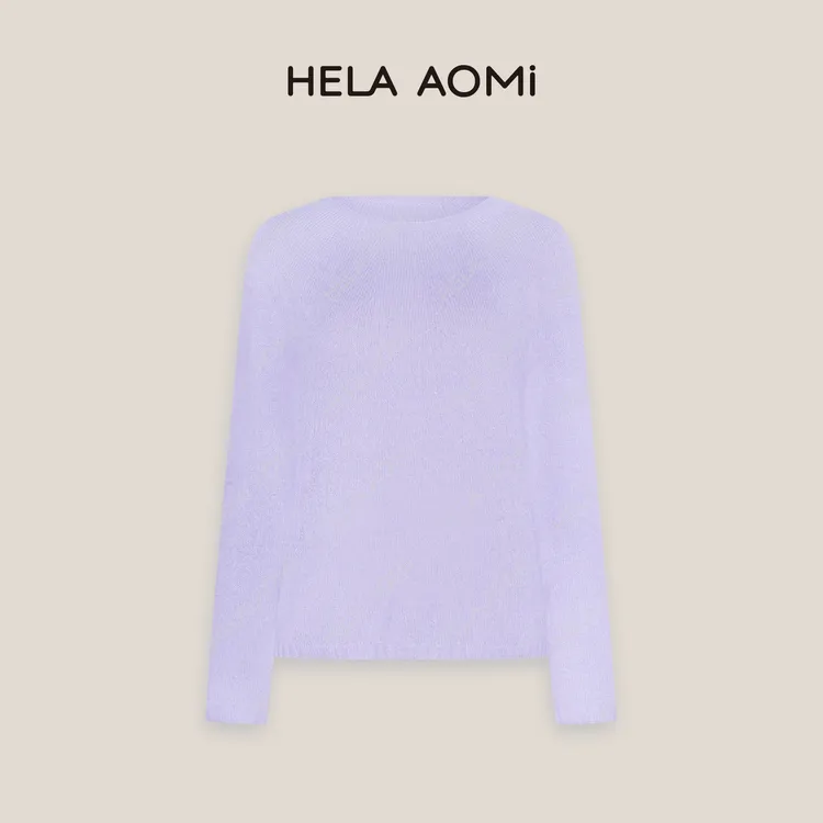 HELA AOMI“丝羊绒系列”山羊绒73.3%桑蚕丝裸感云柔立体针织衫