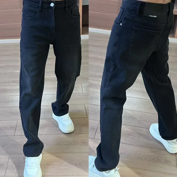 【XQ】新款88890男士休闲修身弹力直筒加绒黑色牛仔裤秋冬裤子