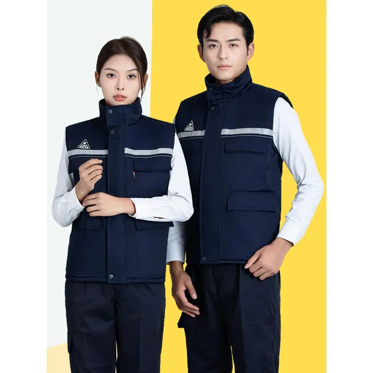冬季防静电棉马甲工作服男加厚保暖加油站电工劳保背心汽修服定制