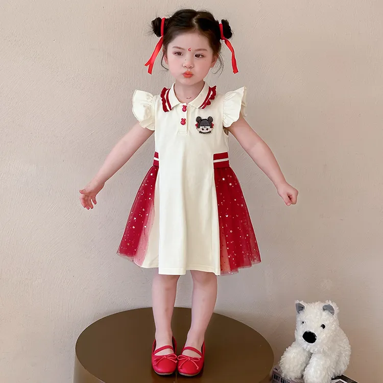 哪咤儿童服装女童连衣裙夏季2025新款哪吒裙子宝宝夏装短袖Polo裙