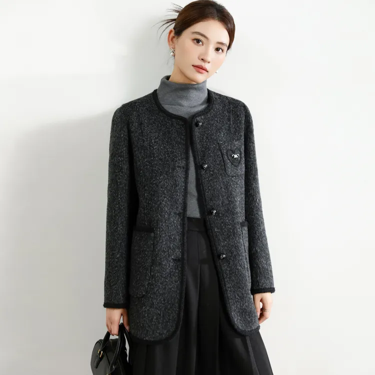 年轻妈妈秋冬中长款羊绒呢子大衣2025新款中年女士羊毛双面呢外套