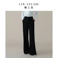 【裤子】琳工坊入雨黑色阔腿裤时尚优雅职业通勤新款腔调穿搭唐琳