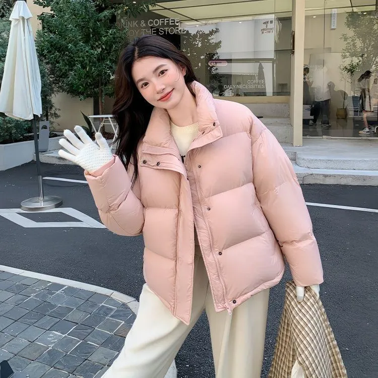 2025新款95白鸭绒羽绒服女立领韩版休闲保暖蓬松小个子加厚外套潮
