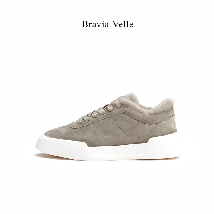 Bravia Velle【澳洲羊羔毛】冬季男鞋羊毛保暖时尚舒适百搭低帮滑板