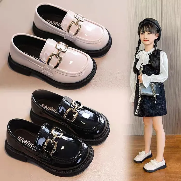 女童黑色小皮鞋2025春秋新款儿童单鞋软底英伦风公主鞋豆豆乐福鞋