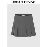 【HOT】UR2025秋季新款女学院风竖条纹A字百褶半裙UYV550073