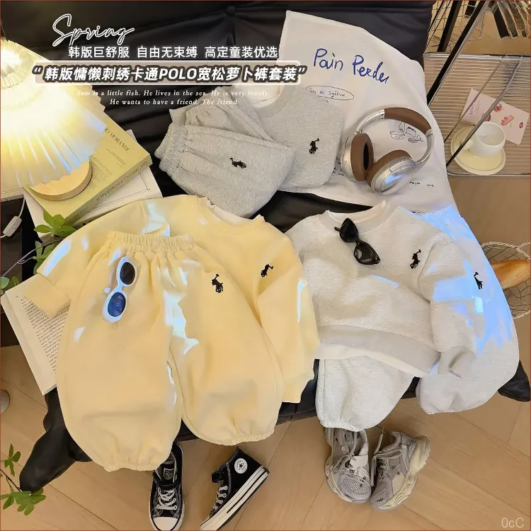 【刺绣套装】2025新款儿童套装儿童洋气卫衣春装大童春季运动童装