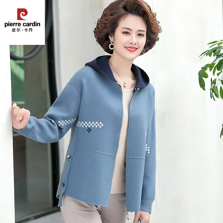 皮尔卡丹中年妈妈春装外套新款40岁岁50岁中老年女士春秋短款休闲