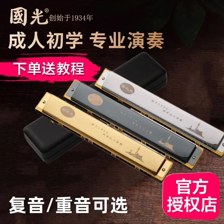 国光【新出国之光系列】复音28孔C调演出初学口琴成人用