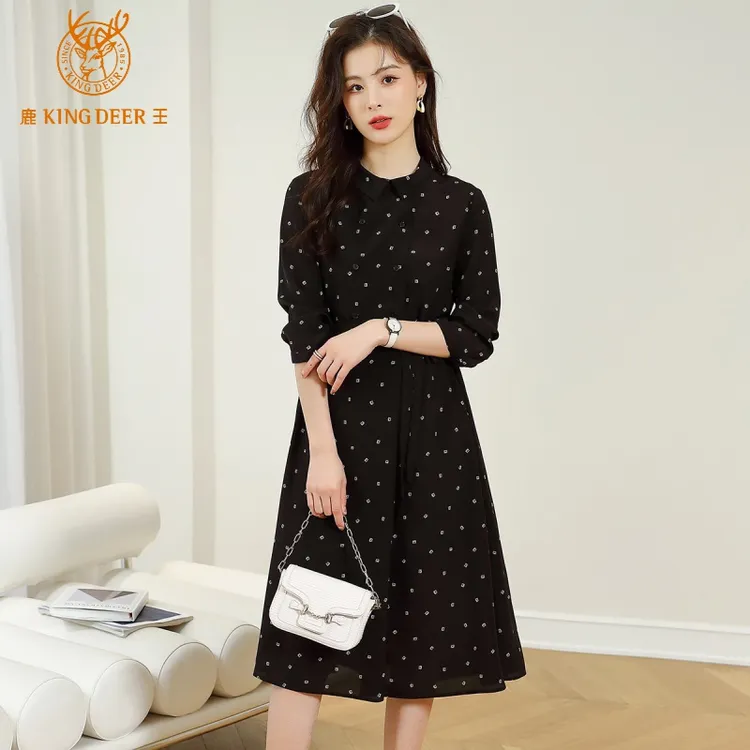 King Deer/鹿王“优雅法则”100%桑蚕丝连衣裙2025新款L8101345