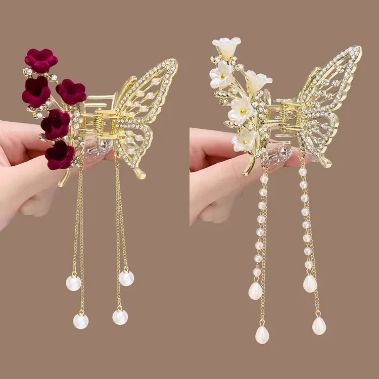 抓夹发夹气质日韩风半头饰黑色结设计扎属鲨鱼镀层毛发饰材质非