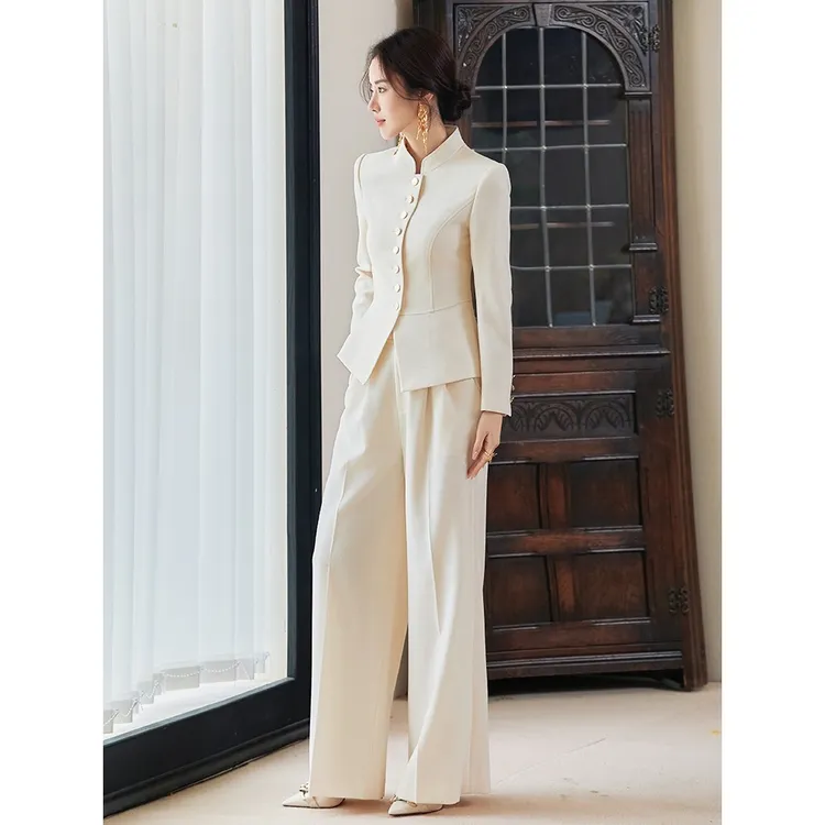 秋季新款新中式女装立领复古老钱西服套装高级感轻奢改良唐装外套