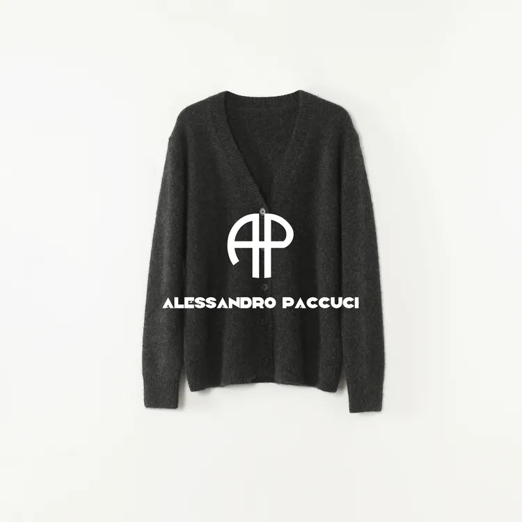 AP洛哥54257SK【绒梦】羊绒+桑蚕丝V领柔软简约时尚针织开衫25冬