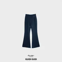 GUIDI GUDI【风吟】时尚喇叭显瘦大长腿微喇休闲裤/黄加蓝