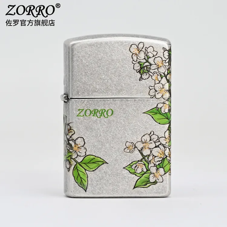 ZORRO佐罗彩印四面古银茉莉防风打火机限量男士七夕男生礼物