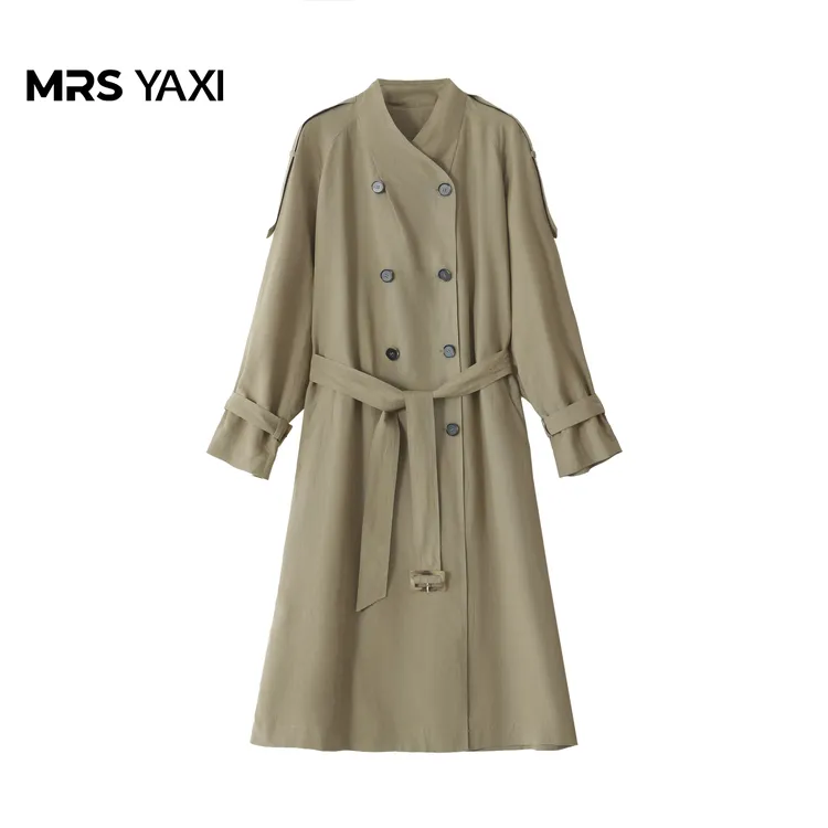 Mrsyaxi休闲轻奢亚麻中长款风衣YX5082302