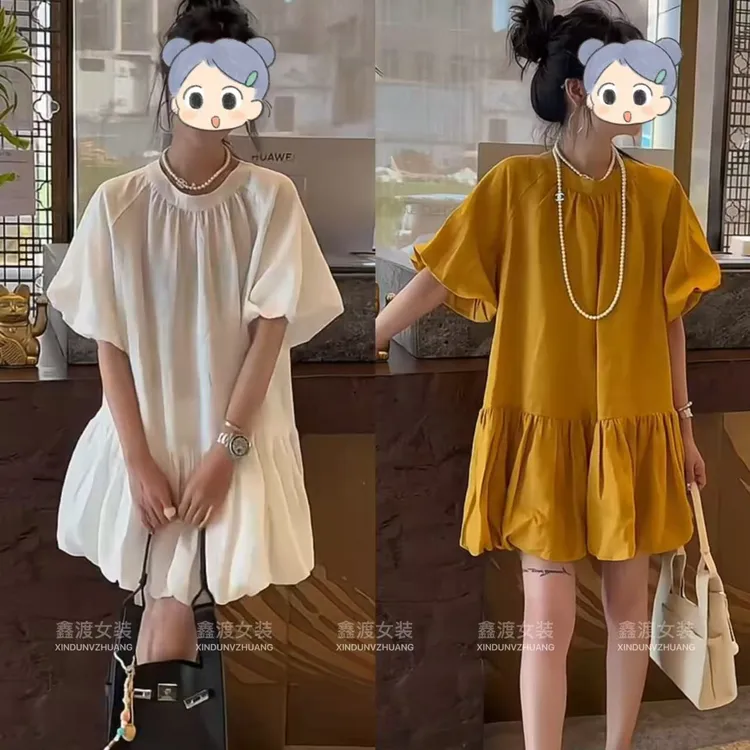 2025夏季新款时尚显瘦气质女士网红洋气连衣裙百搭款D9683