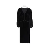 轻奢重工高级感名媛精致灯笼袖连衣裙X2757