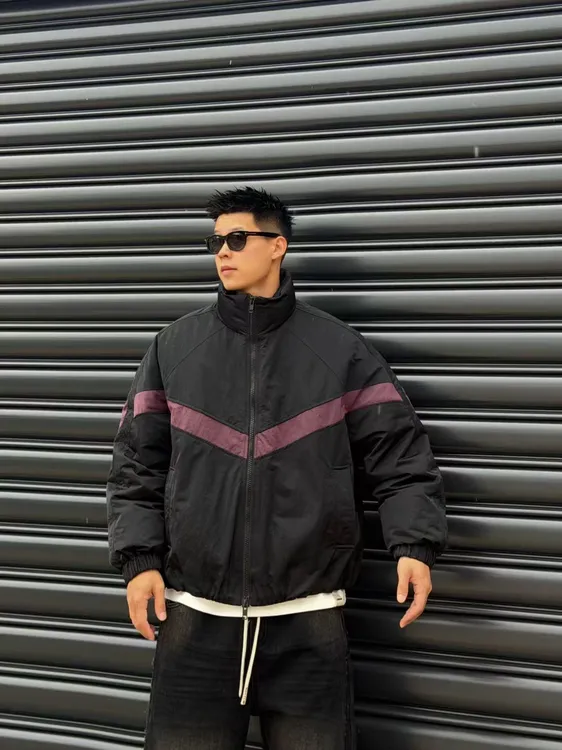 【PZ】25SS美式立领痞帅休闲拼接设计90绒羽绒服