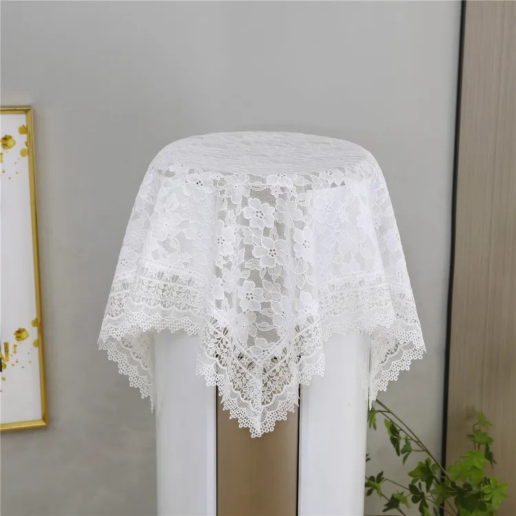 85*85cm花开朵朵白色  蕾丝装饰桌布ins风法式简约浪漫茶几盖布