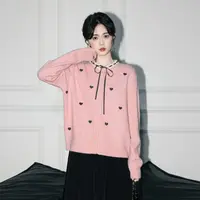 粉色小香风毛衣外套女秋季2025春秋新款今年流行爆款针织开衫上衣